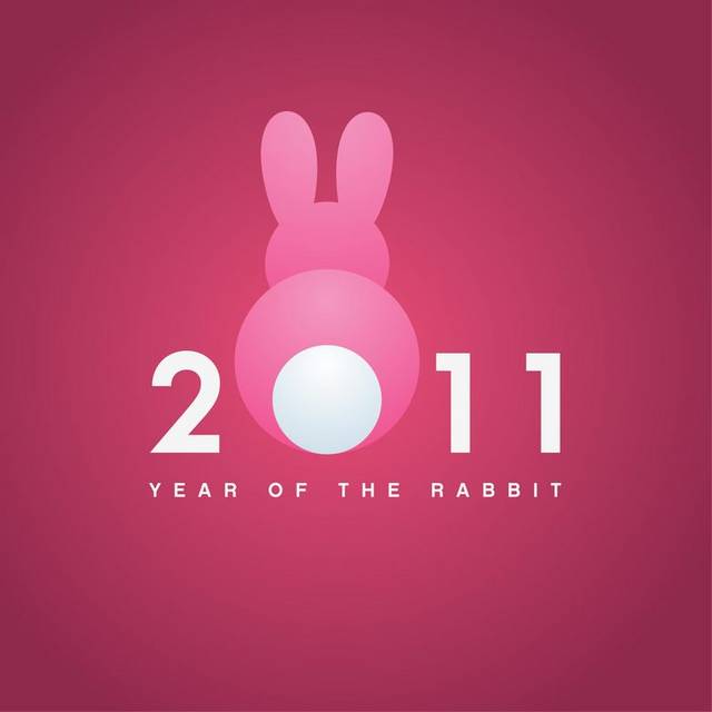 兔年粉色卡通兔子素材
