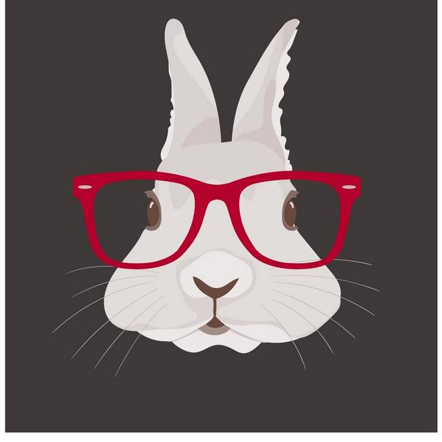 矢量戴红框眼镜兔子素材