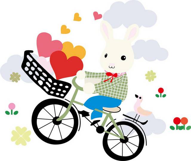 可爱骑自行车兔子素材