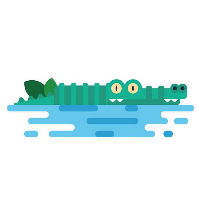 卡通水中的鳄鱼素材