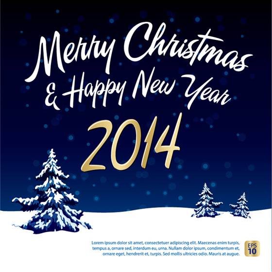 2014蓝色圣诞雪夜海报