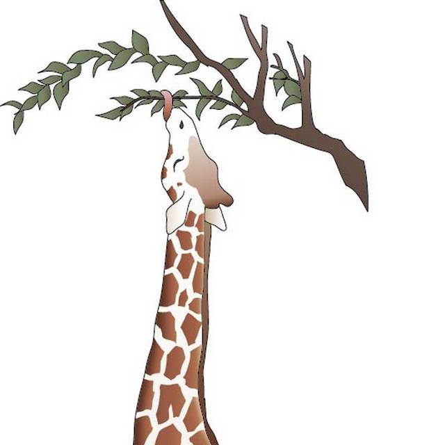卡通长颈鹿树枝素材