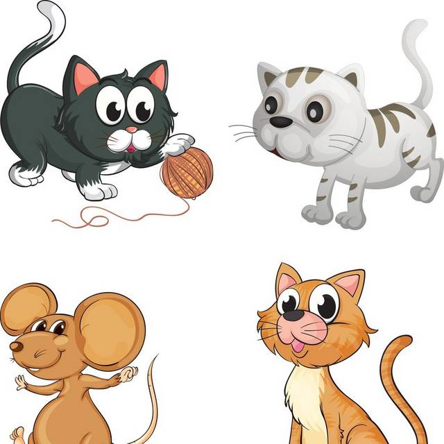 卡通小动物猫鼠