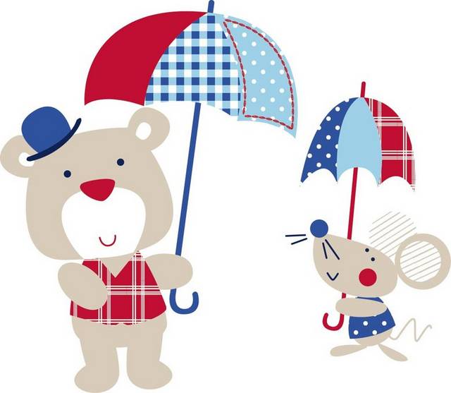 熊和老鼠撑伞素材