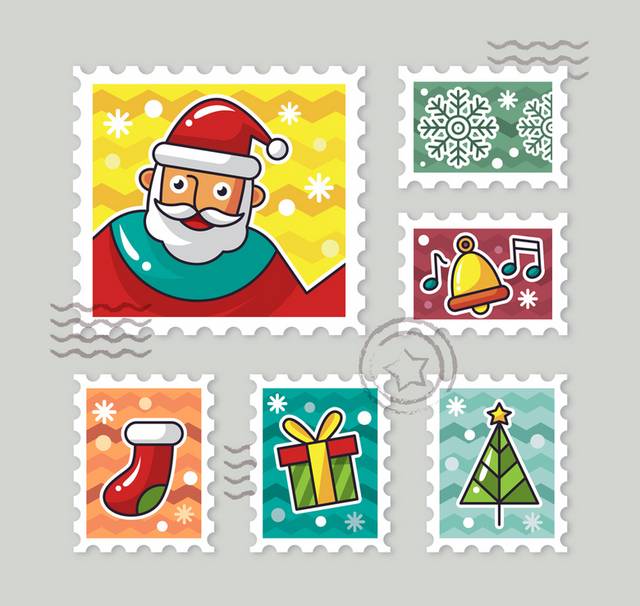 圣诞节邮票矢量素材