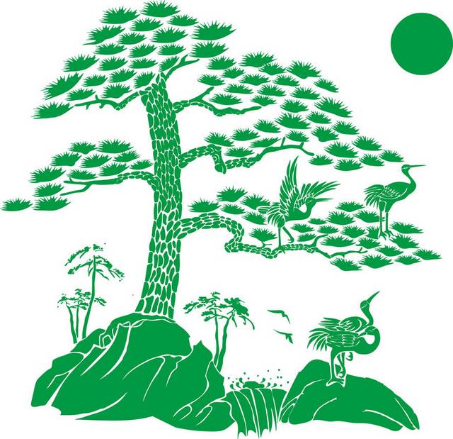 绿色松树剪影