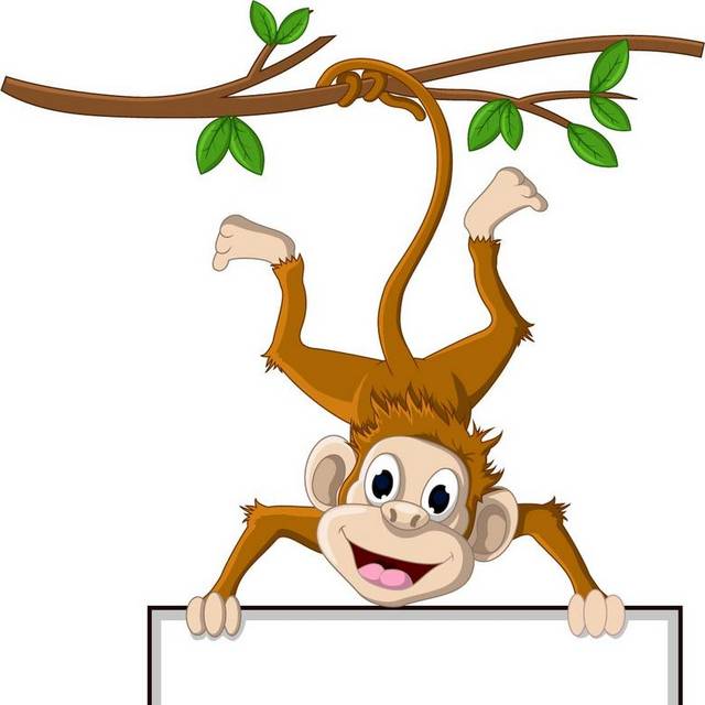 矢量猴子挂树上素材