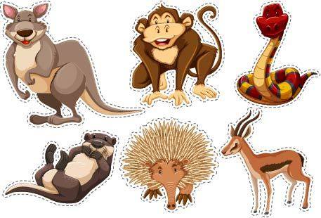 卡通猴子和其他动物