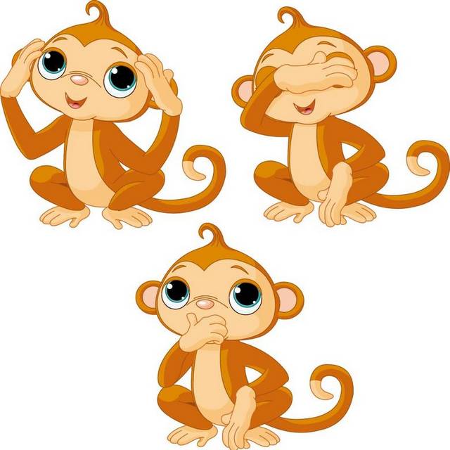 三只卡通小猴