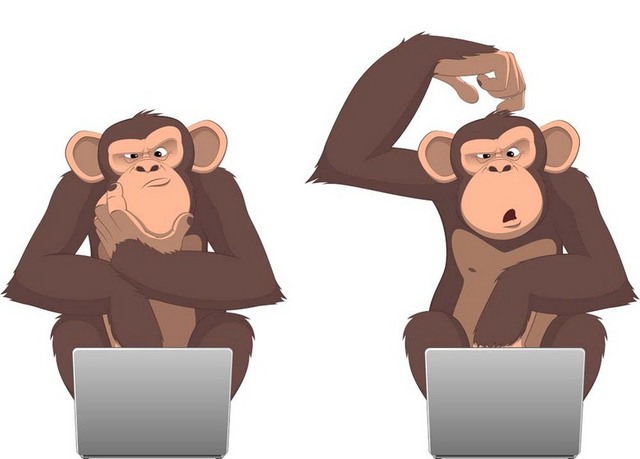 两只卡通猴子设计元素