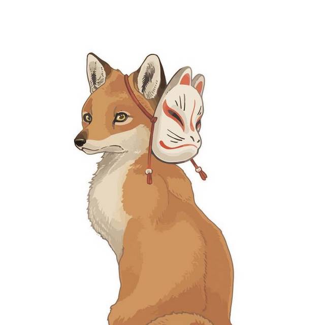 狐狸和面具设计元素