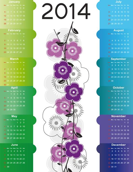 2014年花朵日历设计
