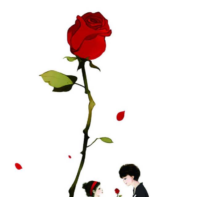 手绘红玫瑰设计元素