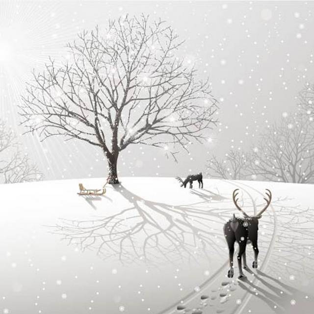 矢量雪地中几只鹿素材
