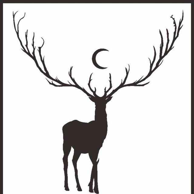 矢量鹿和月亮素材