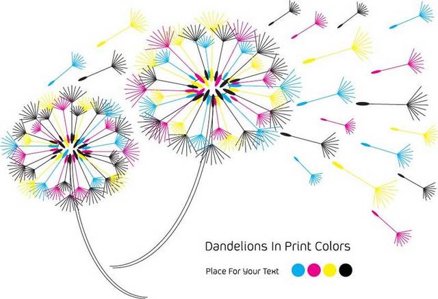 矢量彩色蒲公英素材