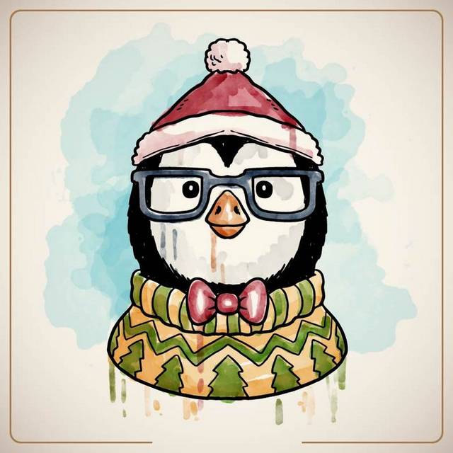 戴圣诞帽的企鹅