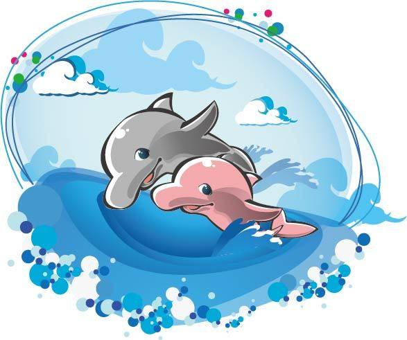 可爱手绘海豚