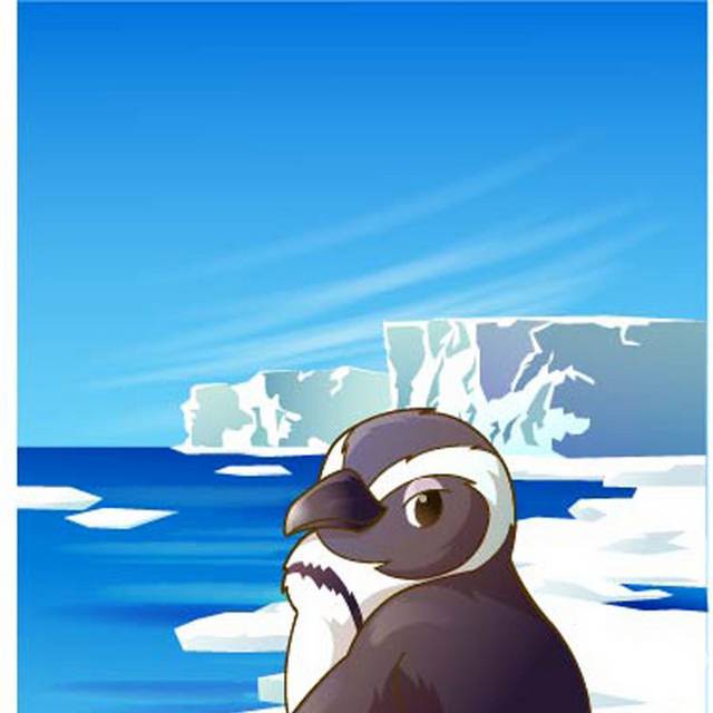 一只冰原上的小企鹅素材