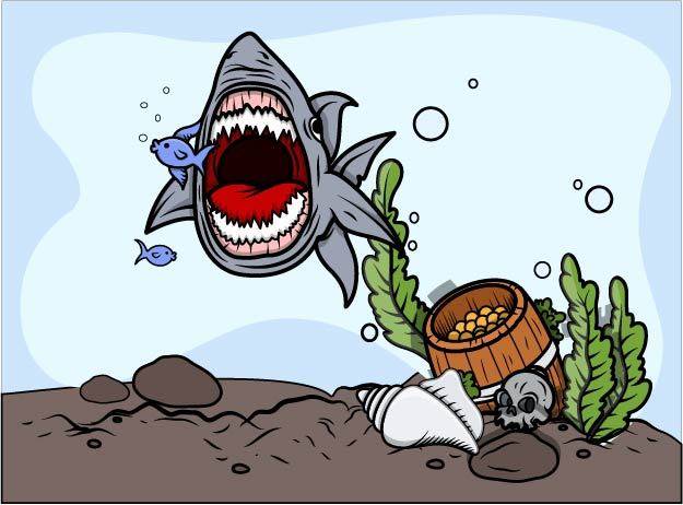 鲨鱼吃鱼素材