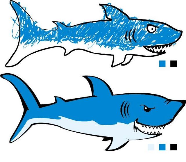 蓝色卡通鲨鱼