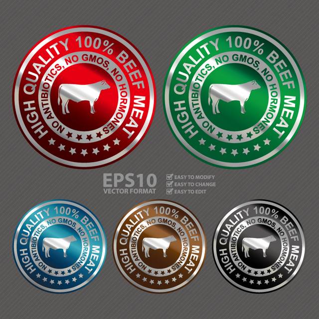 牛肉产品商标矢量