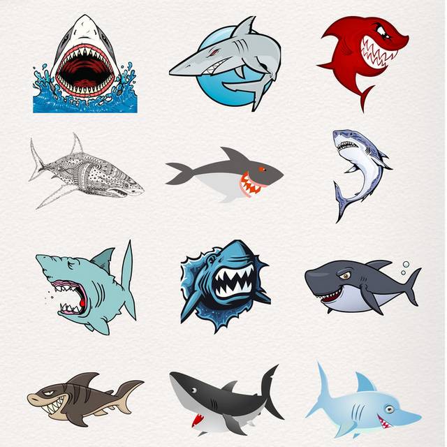 多种卡通鲨鱼