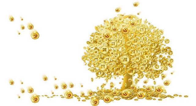 金色发财树矢量素材