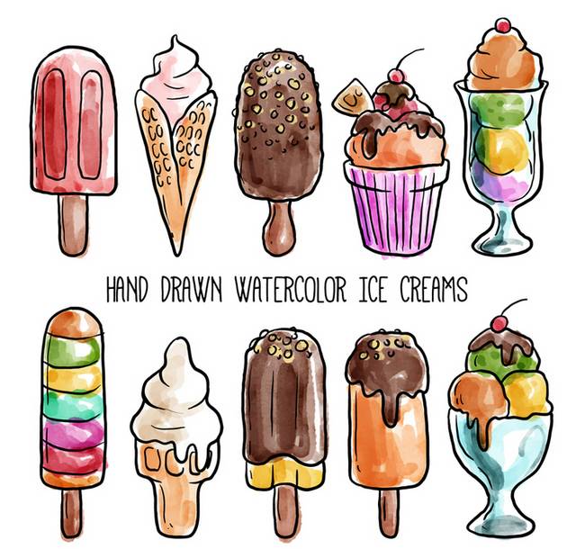 10款彩绘雪糕冰淇淋矢量图