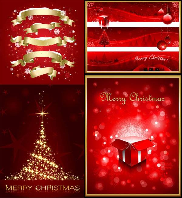 精美红色圣诞节元素海报