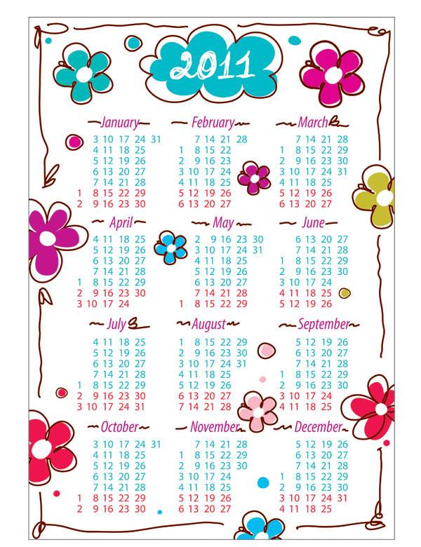 可爱的2011年日历