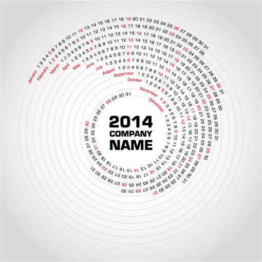 白色2014螺旋日历