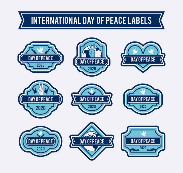 9款国际和平日标签矢量