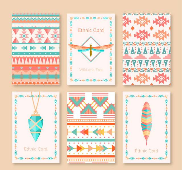 6款彩绘部落文化元素卡片