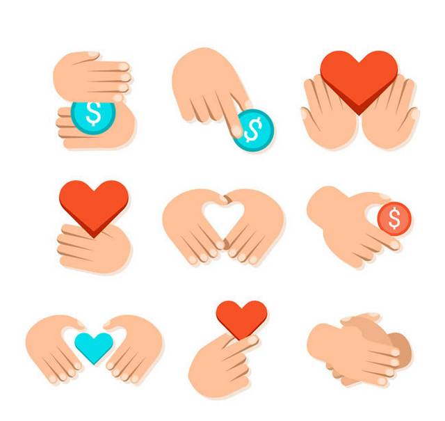 9款创意手与爱心慈善标志矢量素材