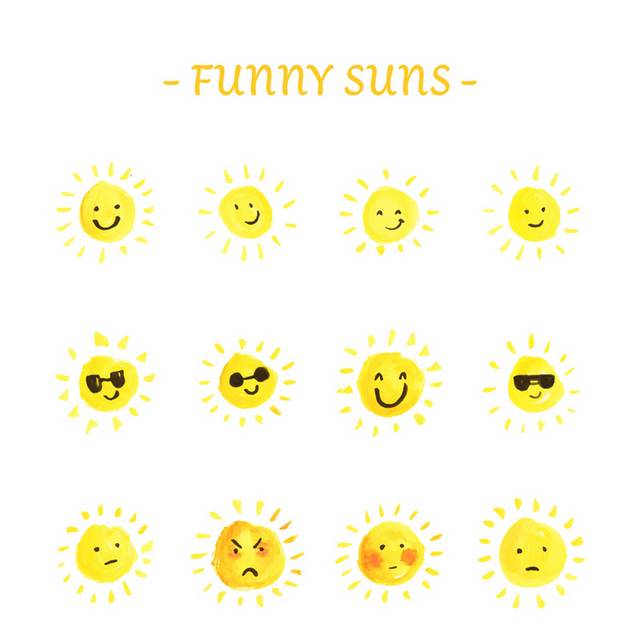 12款手绘太阳表情矢量素材