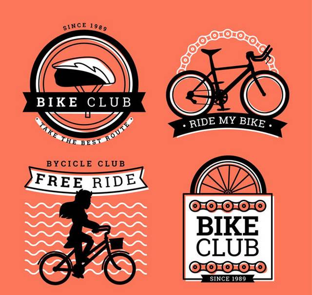 4款复古自行车俱乐部标签