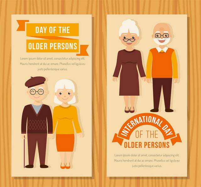2款创意老夫妇国际老年人日贺卡