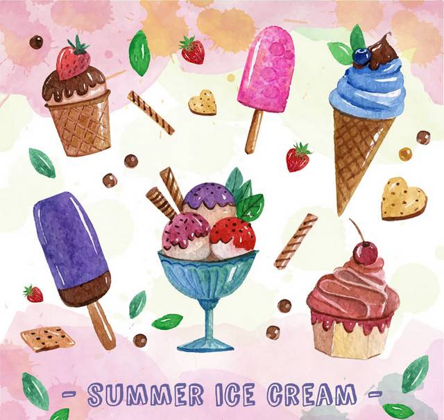 美味夏日雪糕冰激凌矢量素材
