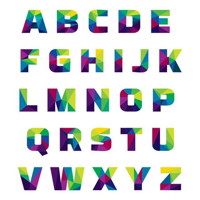 26个抽象拼色字母设计矢量素材