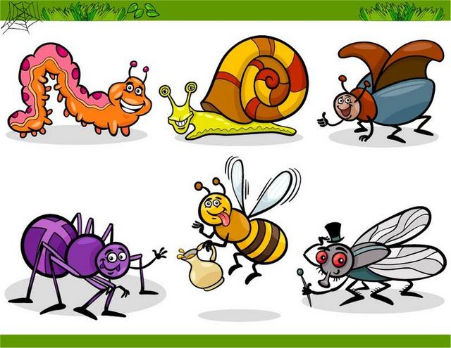 卡通毛毛虫和其他小动物