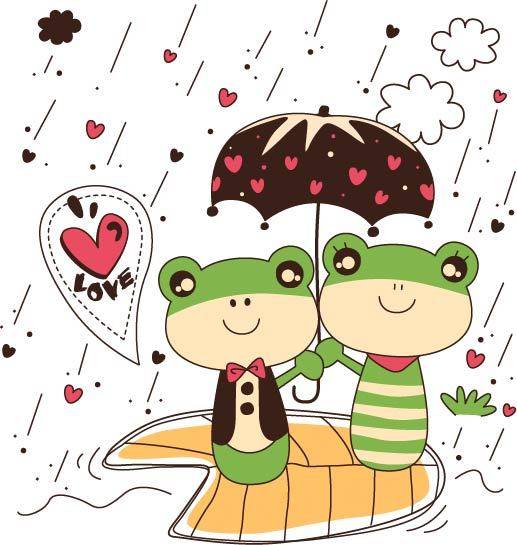 雨中的两只青蛙