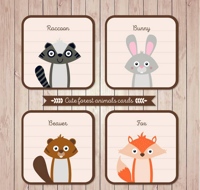 4款可爱动物头像卡片