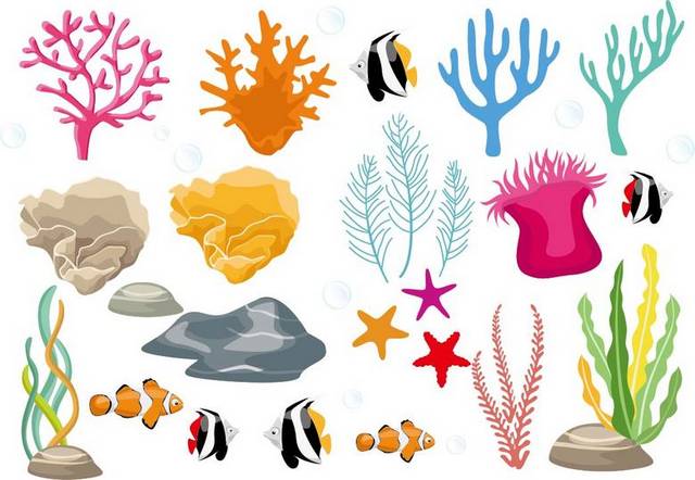 海洋元素珊瑚水藻海底动物