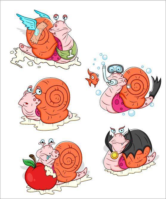 多个卡通蜗牛
