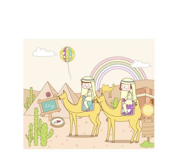 卡通骆驼和人素材