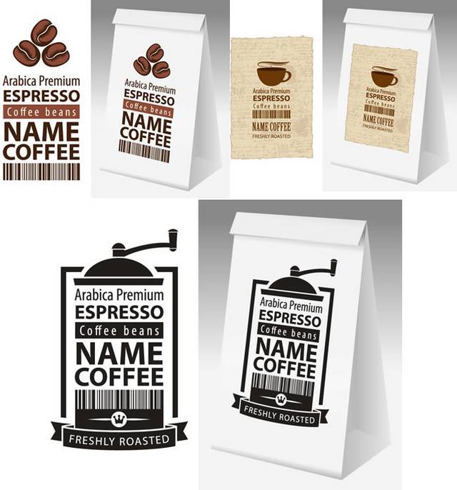 3款咖啡纸质包装设计模板