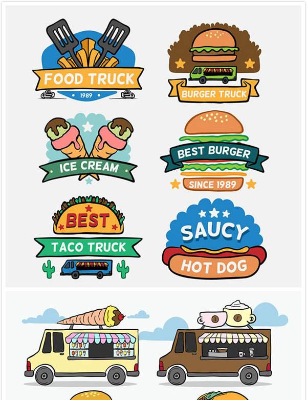 卡通快餐车食物标签