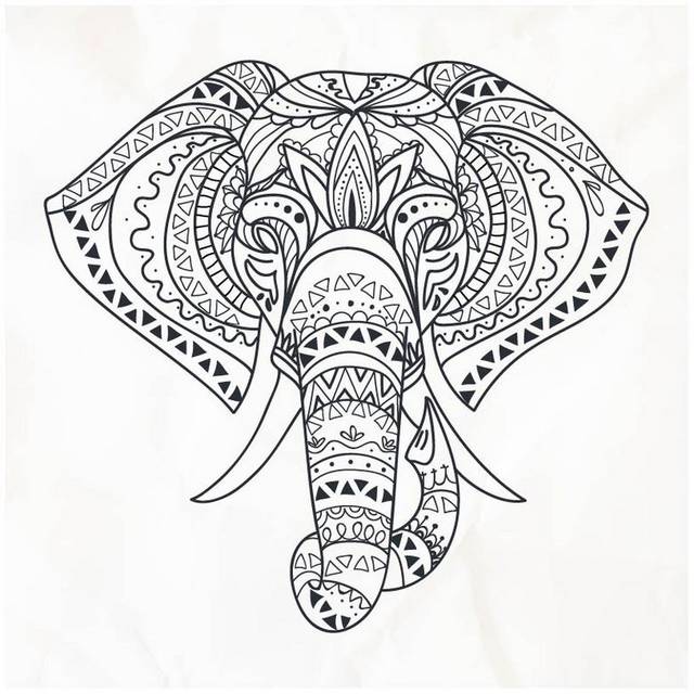 线条大象图案