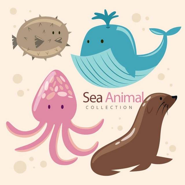 卡通插画海洋动物